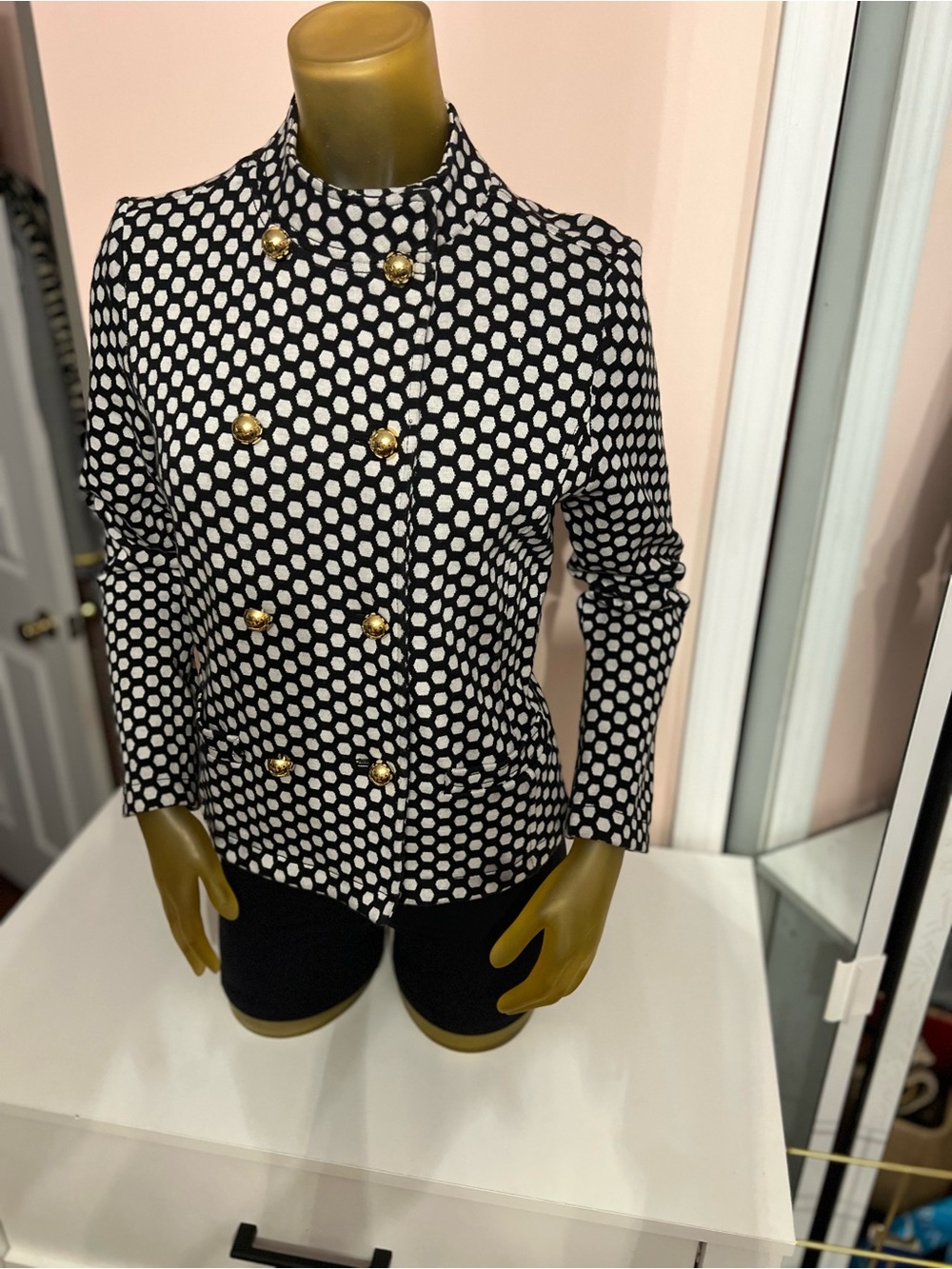 Liz Claiborne Black and White Polka Dot Double-Breasted Blazer - Picture 3 of 3